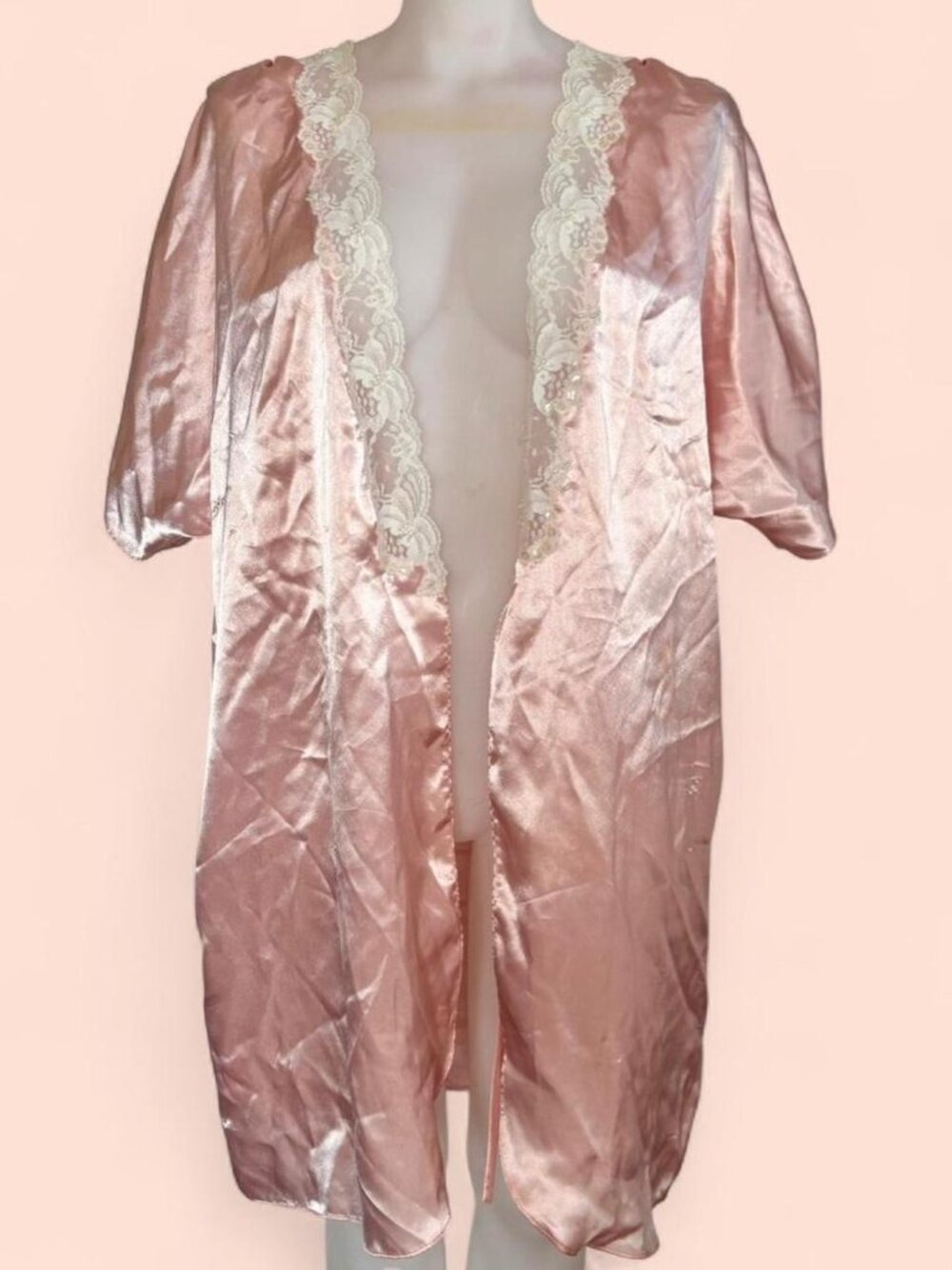 Vintage pink satin robe.
